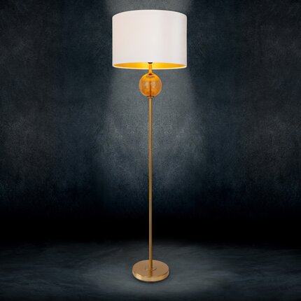 LIMITED COLLECTION Lampa stojąca LUNA 5 z podstawą łączącą szkło i metal oraz welwetowym abażurem BLASK BIELI ∅ 46 x 165 cm